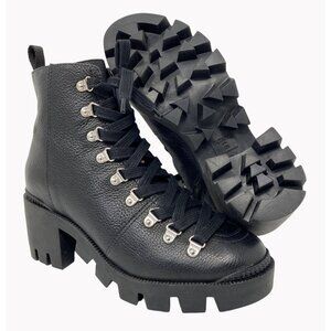 SCHUTZ Xayane Womens Size 5 Black High Ankle Booties 2.5 Inch Heel New